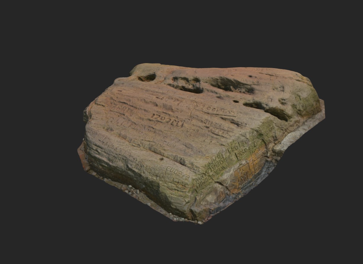 3D model hladového kamene v Děčíně.