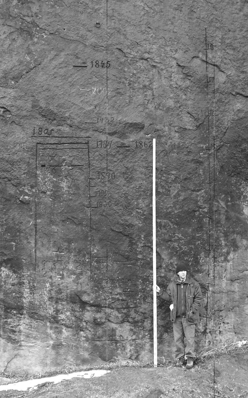 Geodetické zaměření vodočtu na skále