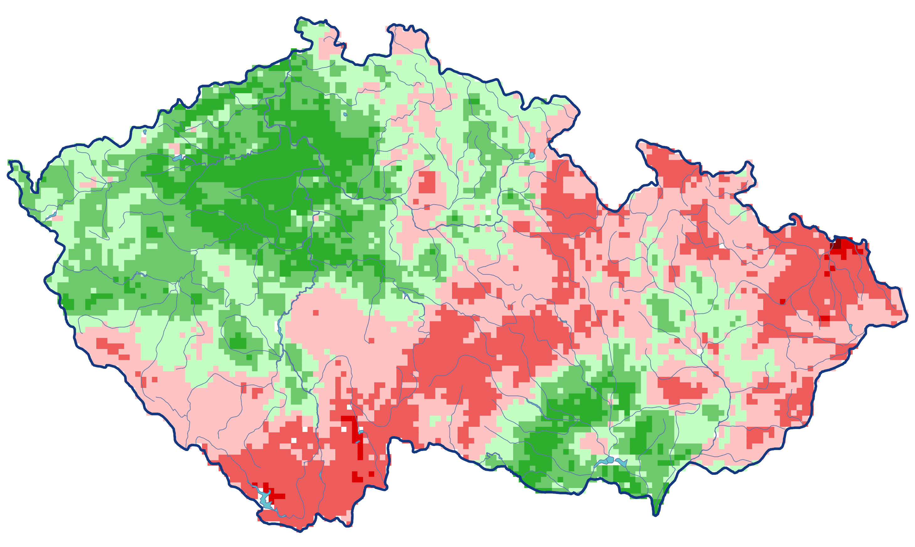 Mapa s rizikovými úhrny srážek